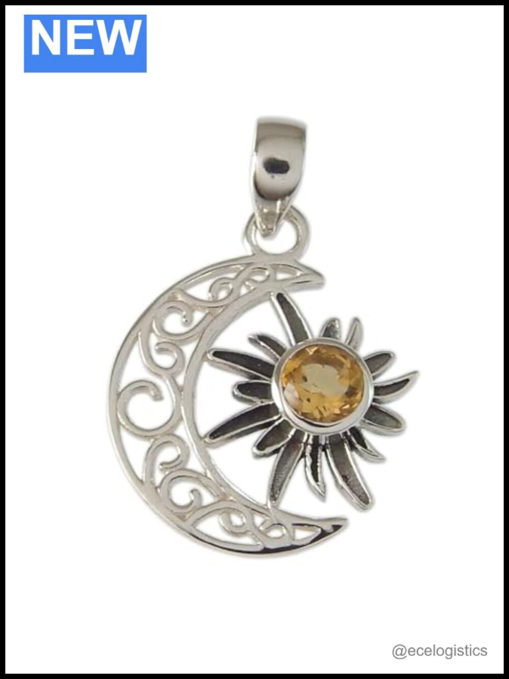 Round Citrine Gemstone 925 Sterling Silver Pendant Celtic Birthstone Jewelry